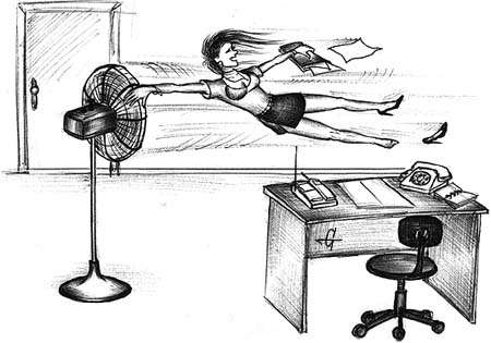 Карикатура: Когда в оффисе жарко..., Сергей Степанов